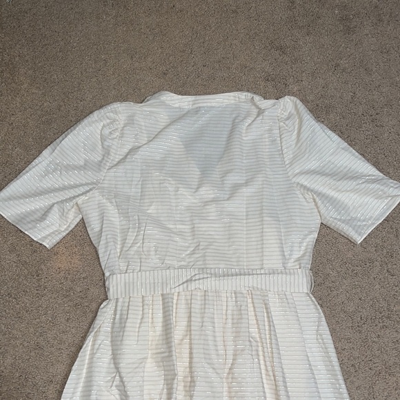LK Bennett Hendrick Beige and Silver Stripe Cotton Dress 12 - Picture 11 of 14